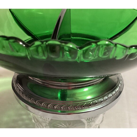 Krome Kraft Farber Brothers Emerald Green Relish or Candy Dish Divided Tray 6.5" - Picture 4 of 13